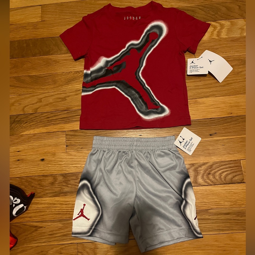 Jordan Red and Gray Kids Outfit